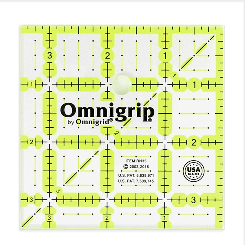Omnigrid Omnigrip Non-Slip Ruler, 3-½" x 3-½", Green for Quilting and Sewing - Image 1